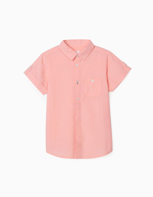 Zippy Short Sleeve Shirt For Boys, Coral