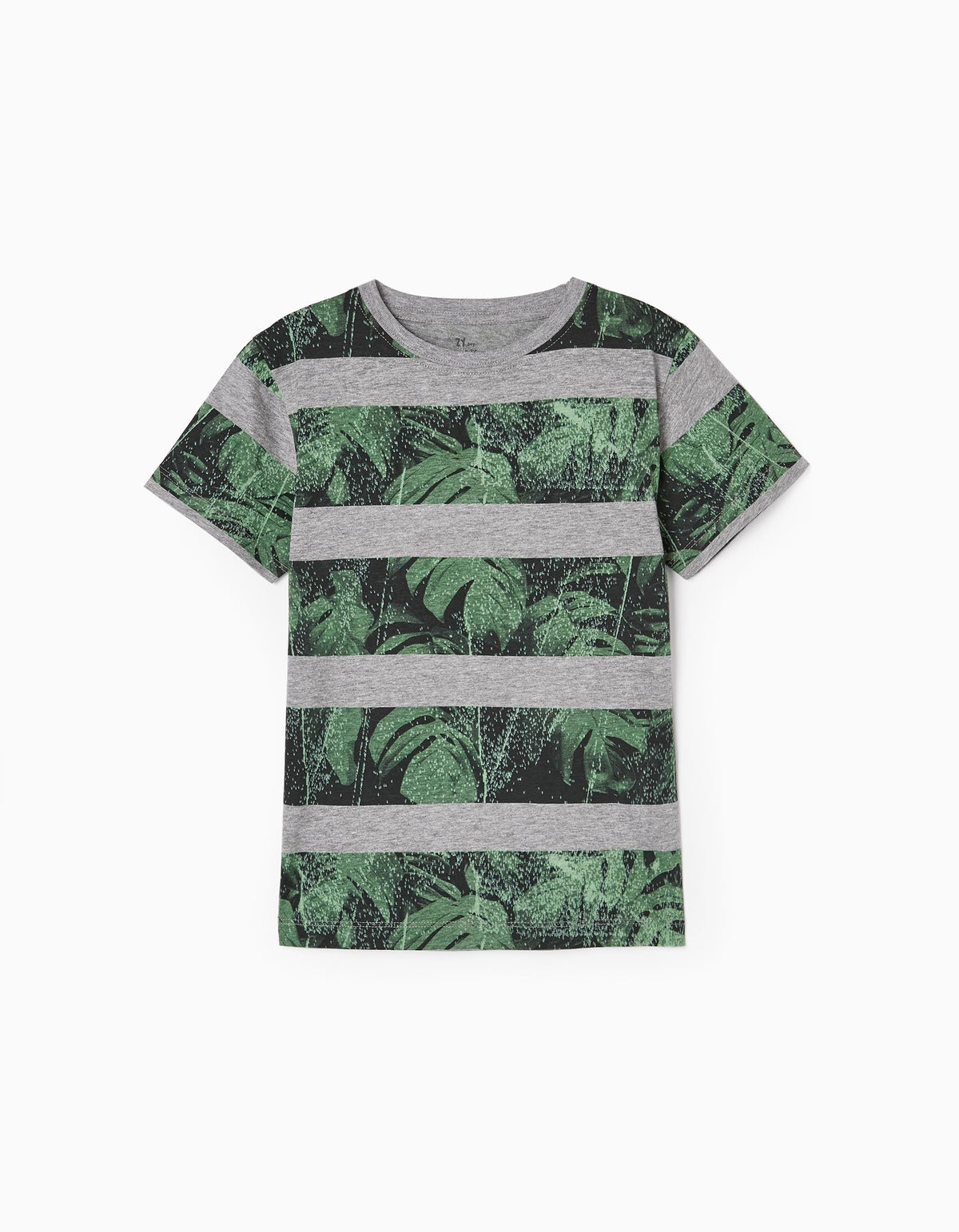 Zippy Striped Cotton T-Shirt For Boys 'Leaves'