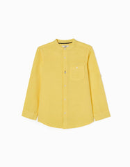 Zippy Shirt With Mao Collar For Boys, Yellow