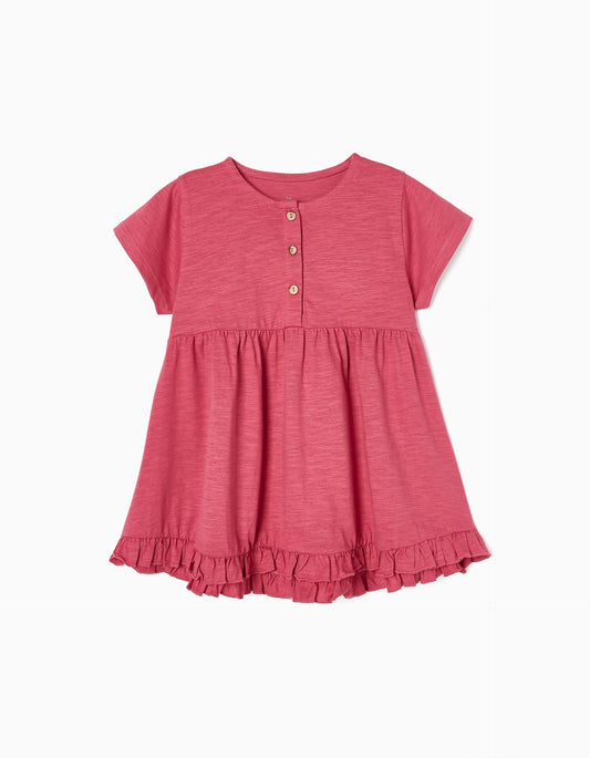 Zippy Cotton T-Shirt With Ruffles For Girls