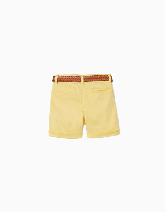 Zippy Chino Shorts With Belt For Baby Boys, Yellow