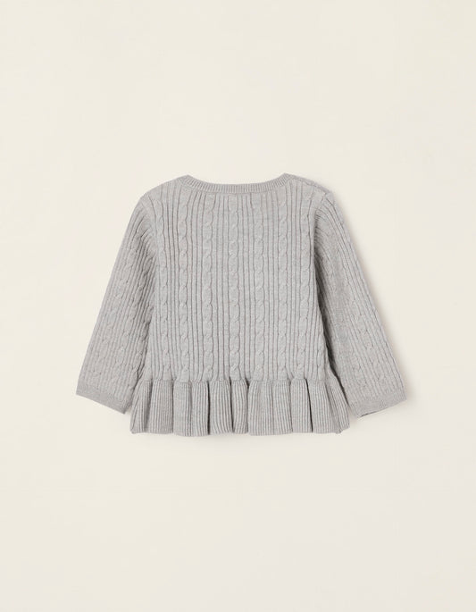 Zippy Newborn Girl Grey Ribbed Jumper