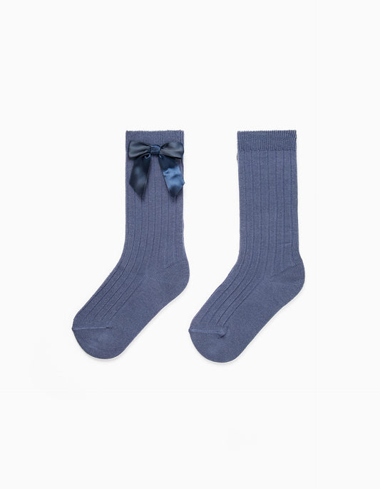 Zippy Baby Girl Blue Ribbed Knee High Socks