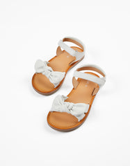 Zippy Leather Sandals With Bow For Girls