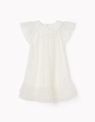 Zippy Dress With Pearls And Tulle For Baby Girls