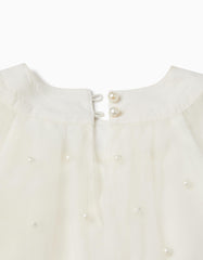 Zippy Dress With Pearls And Tulle For Baby Girls