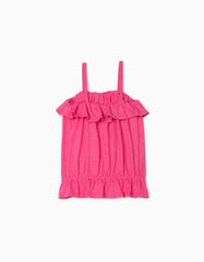 Zippy Strappy Top With Ruffles For Girls, Pink