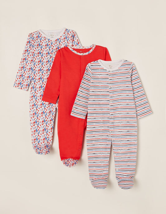 Zippy Baby Girls 'Stripes&Flowers' 3 Sleepsuits