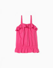 Zippy Strappy Top With Ruffles For Girls, Pink