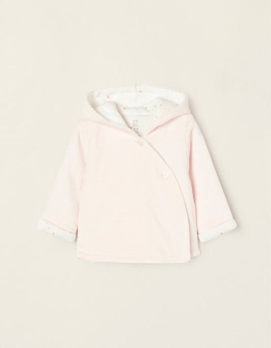 Zippy Velour Jacket With Hood For Newborn Baby Girls, Pink