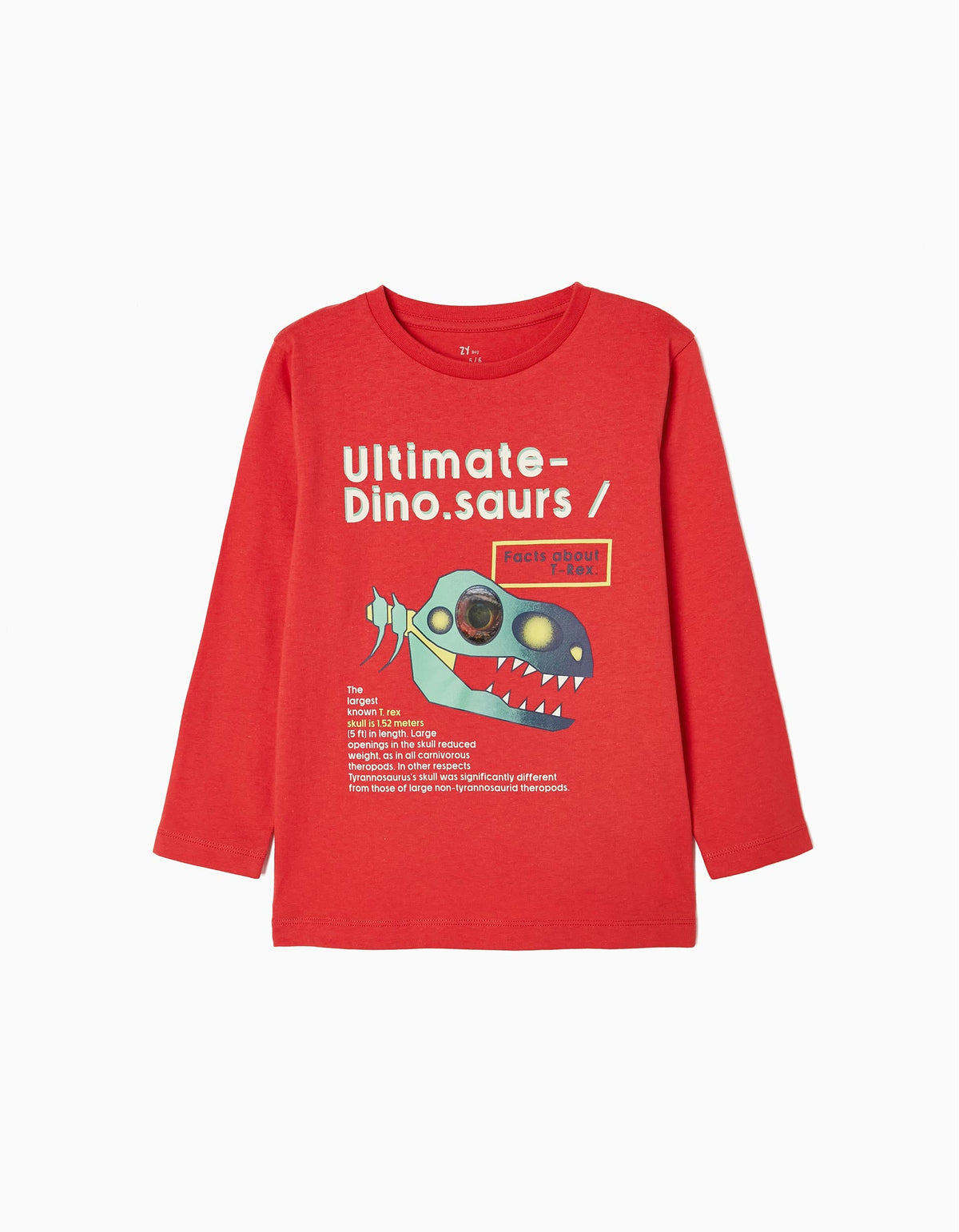 Zippy Boys 'T-Rex' Long Sleeve Cotton T-Shirt