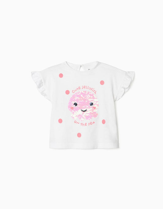 Zippy T-Shirt For Baby Girls 'Cute Jellyfish', White