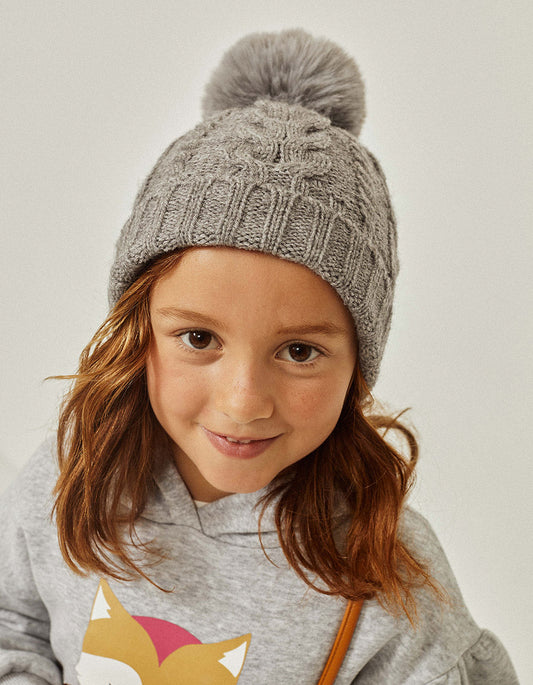 Zippy Beanie With Pom-Pom For Babies And Children, Grey