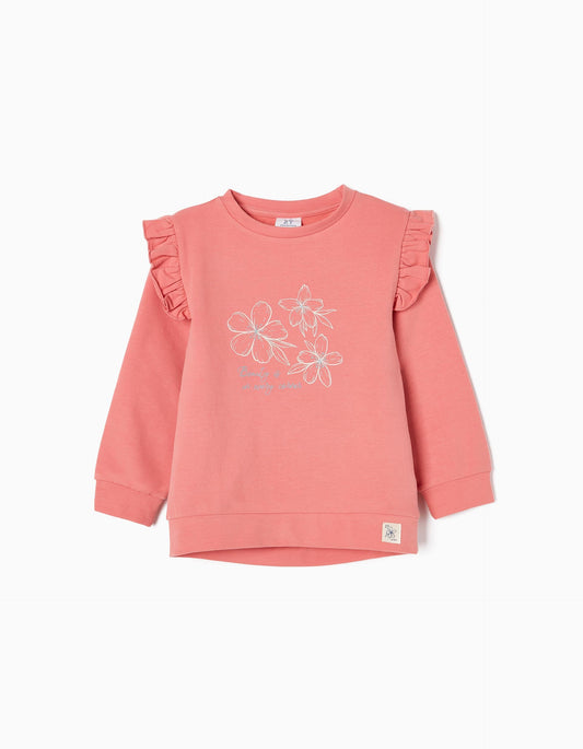 Zippy Girls 'Beauty' Cotton Sweatshirt With Ruffles