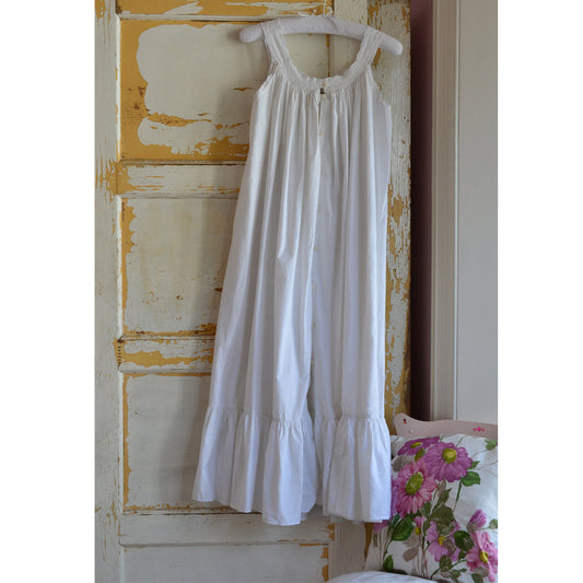 Powel Craft Jodie Embroidered Flounced Hem Night Dress - White