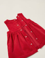 Zippy Corduroy Dress For Newborn Baby Girls, Red