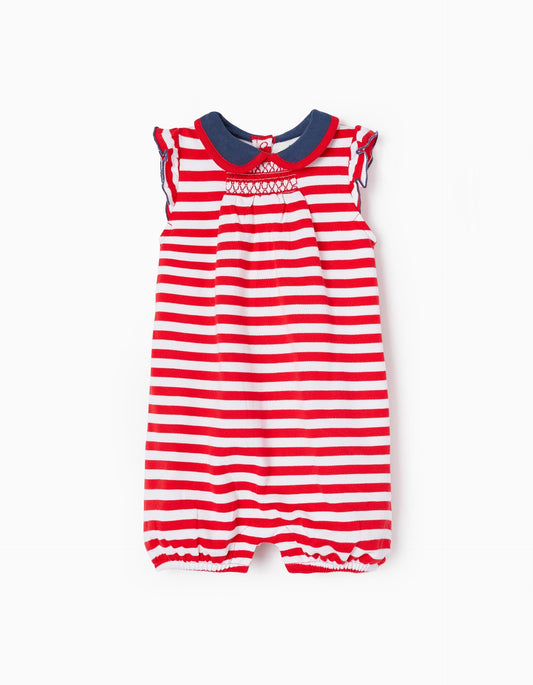 Zippy Striped Cotton Piquet Jumpsuit For Baby Girls