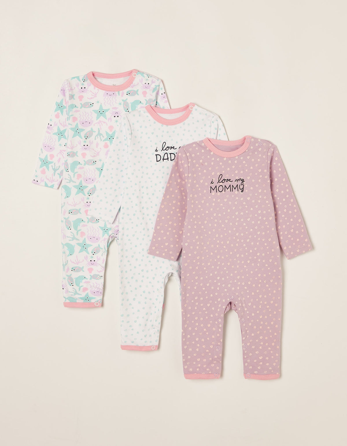 Zippy Baby Girls 'Mommy&Daddy' 3 Sleepsuits