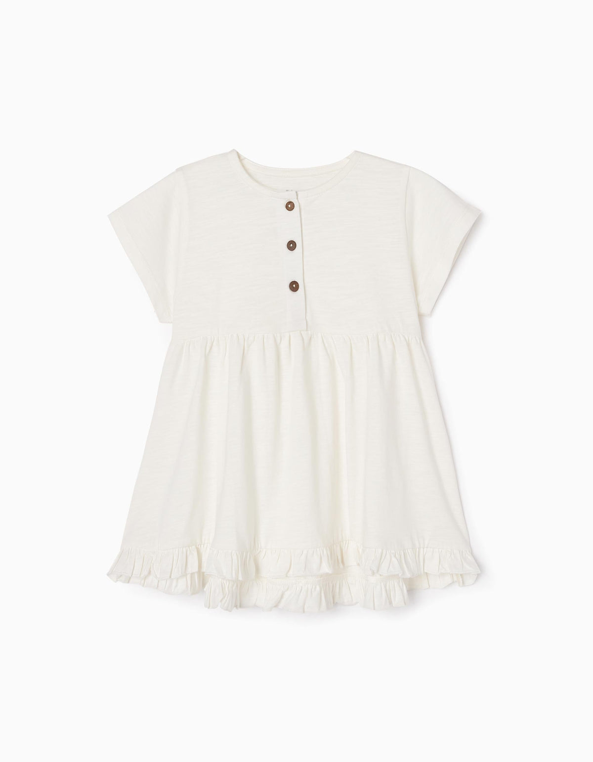 Zippy Cotton T-Shirt With Ruffles For Girls