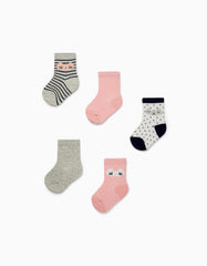 Zippy Baby Girls 'Kitty' 5-Pack Cotton Socks