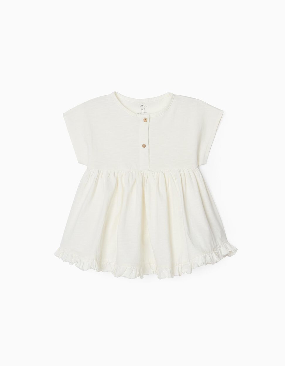 Zippy T-Shirt With Ruffles For Girls, White