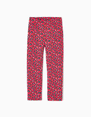 Zippy Cotton Brushed Leggings With Print For Girls, Pink