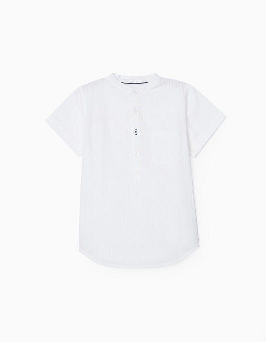 Zippy Textured Shirt For Boys, White