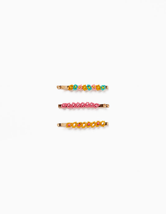 Zippy Pack 3 Hair Clips With Beads For Girls