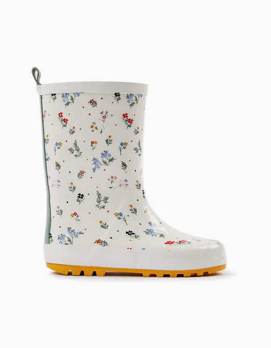 Girls White Rubber Wellies