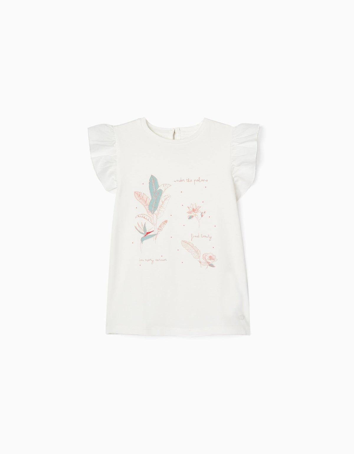 Zippy Cotton T-Shirt With Frill Sleeves For Girls 'Flowers'