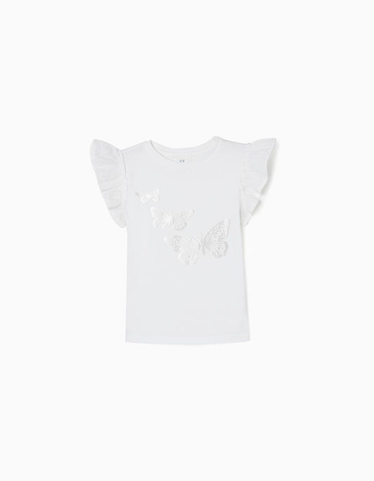 Zippy T-Shirt For Girls 'Butterfly', White