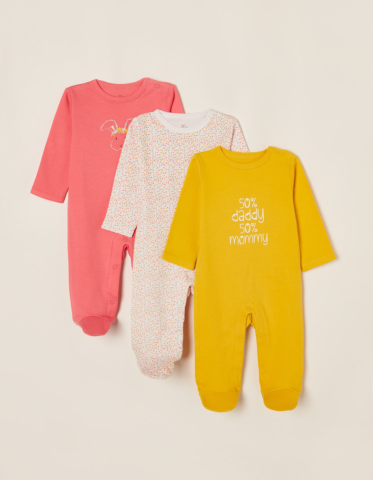 Zippy Baby Girls 'Bunny' 3 Sleepsuits