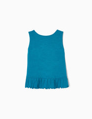 Zippy Sleeveless Cotton T-Shirt With Frills For Girls