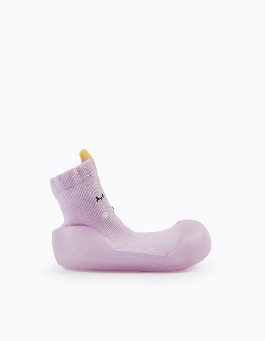 Zippy Baby Girl Light Purple Night Socks With Rubber Sole