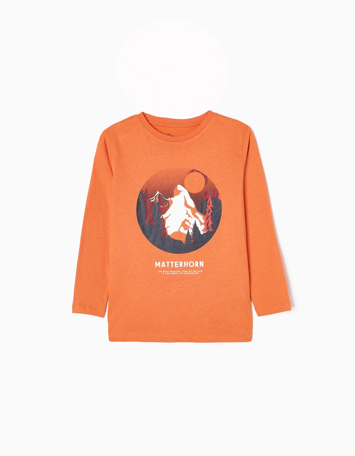 Zippy Long Sleeve Cotton T-Shirt For Boys 'Matterhorn', Orange