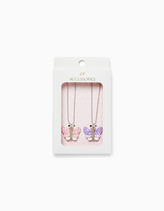 Zippy Girls 'Butterflies' 2-Pack Necklaces