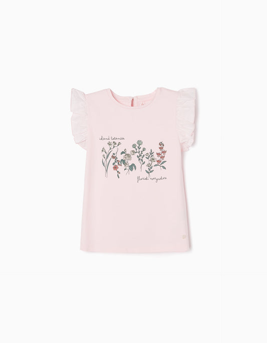 Zippy Cotton T-Shirt With Frill Sleeves For Girls 'Flowers'