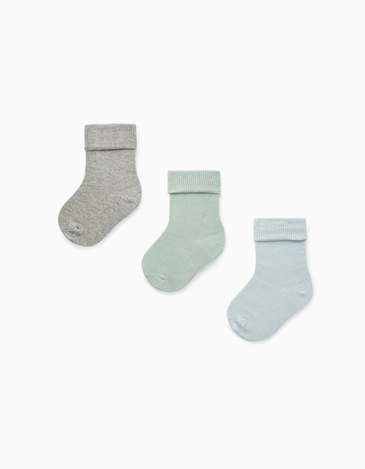 Zippy 3 Pairs Of Cuffed Socks For Baby Boys, Multicoloured