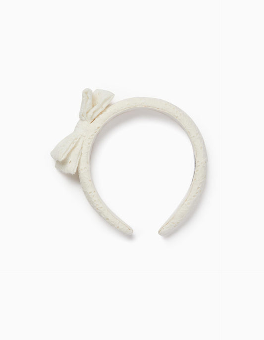 Zippy Alice Band In English Embroidery With Bow For Girls