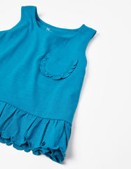 Zippy Sleeveless Cotton T-Shirt With Frills For Girls