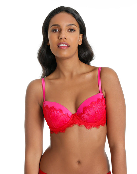 Isla & Evie Coral Pink Balconette Bra 32A / PINK