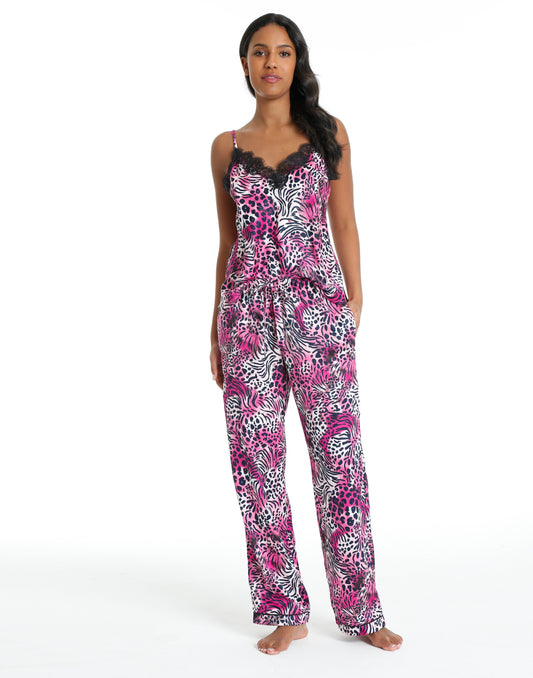 Isla & Evie Animal Fuscia Long Pant