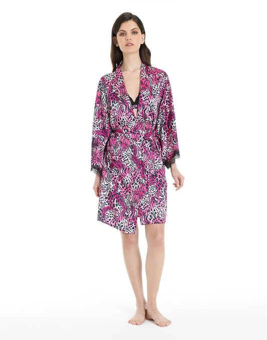 Isla & Evie Animal Fuscia Robe