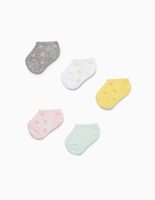 Zippy Pack Of 5 Pairs Of Socks With Floral Pattern For Baby Girls