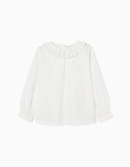 Zippy Cotton Pleated Blouse For Girls 'B&S', White