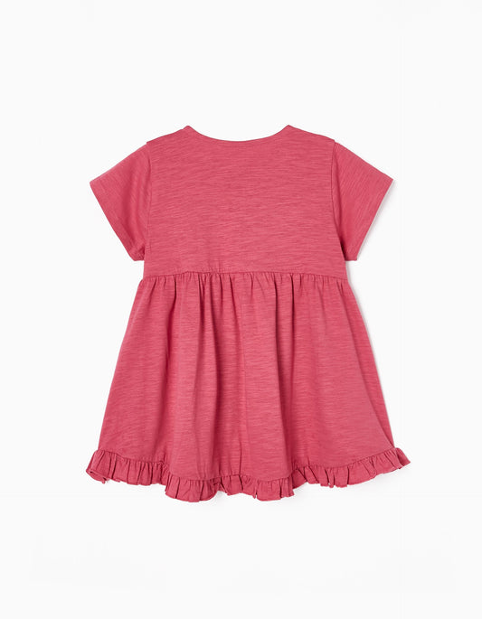 Zippy Cotton T-Shirt With Ruffles For Girls