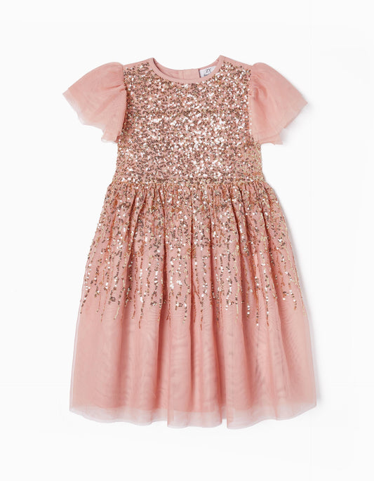 Zippy Tulle Dress With Sequins For Girls