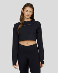 Women'S Black Carbon Long Sleeve Crop Training Top