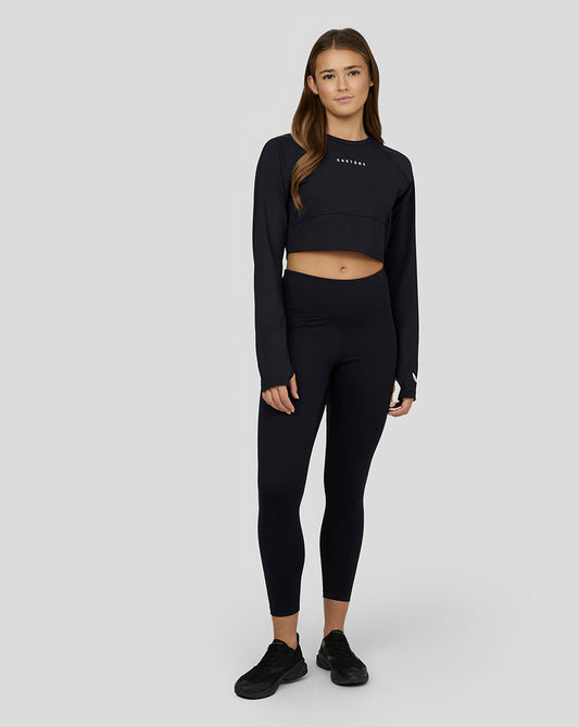 Women'S Black Carbon Long Sleeve Crop Training Top