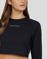 Women'S Black Carbon Long Sleeve Crop Training Top